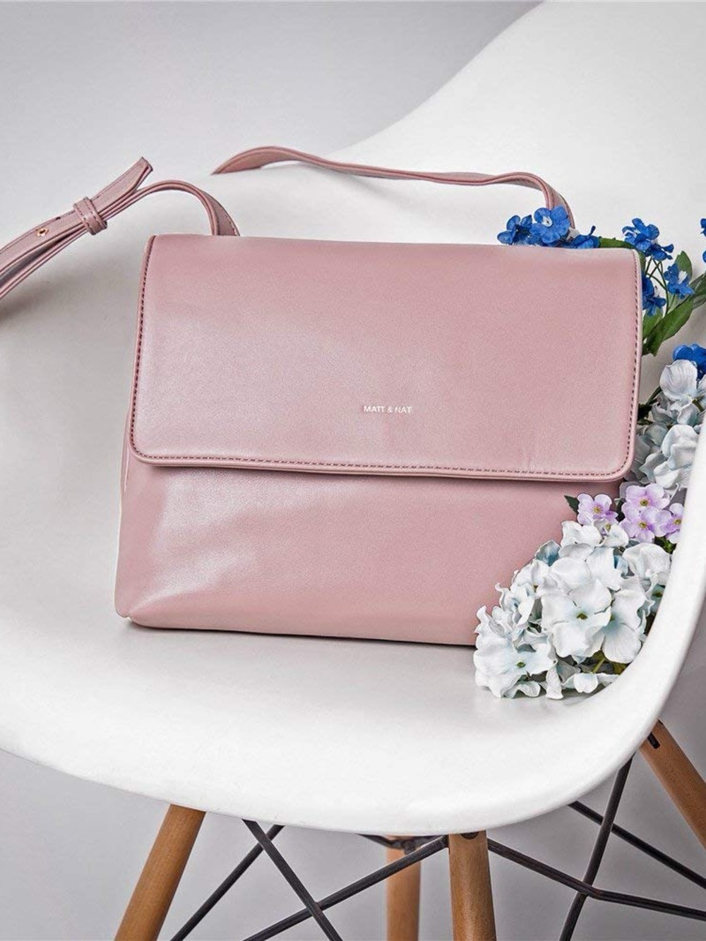 MATT & NAT Blush Pink CROSSBODY Bag with Flap Closure